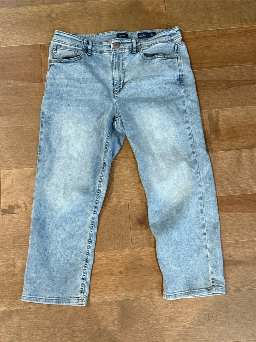 J Jill High Rise Straight Leg Jeans 12P Light Acid Wash Denim Y2K 90s